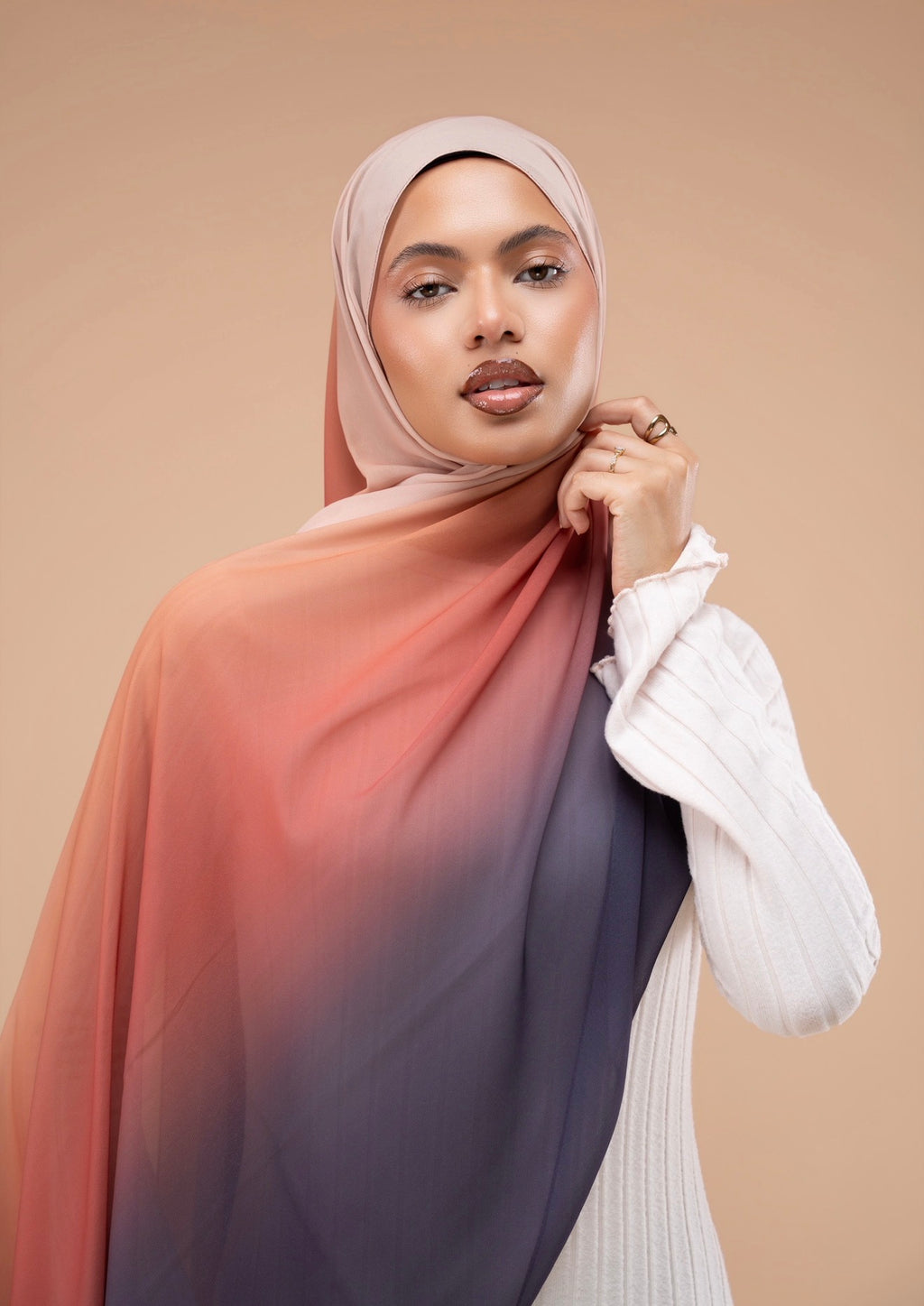 Mousseline imprimée - Ombre caramel