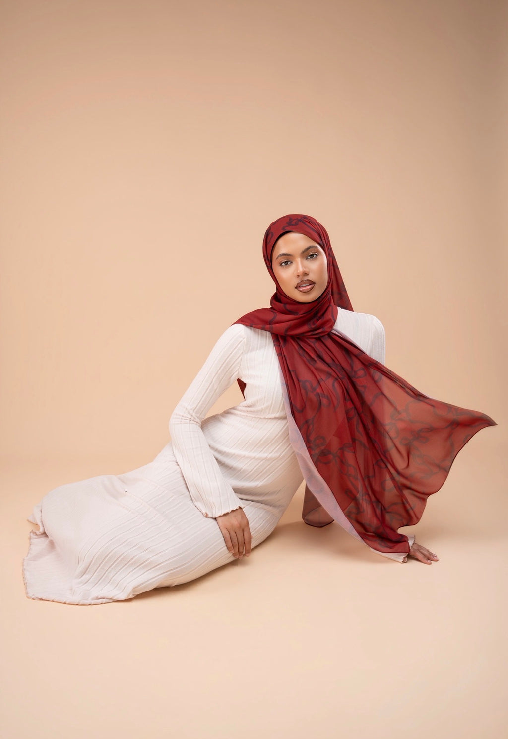 Mousseline imprimée - Ruban rouge