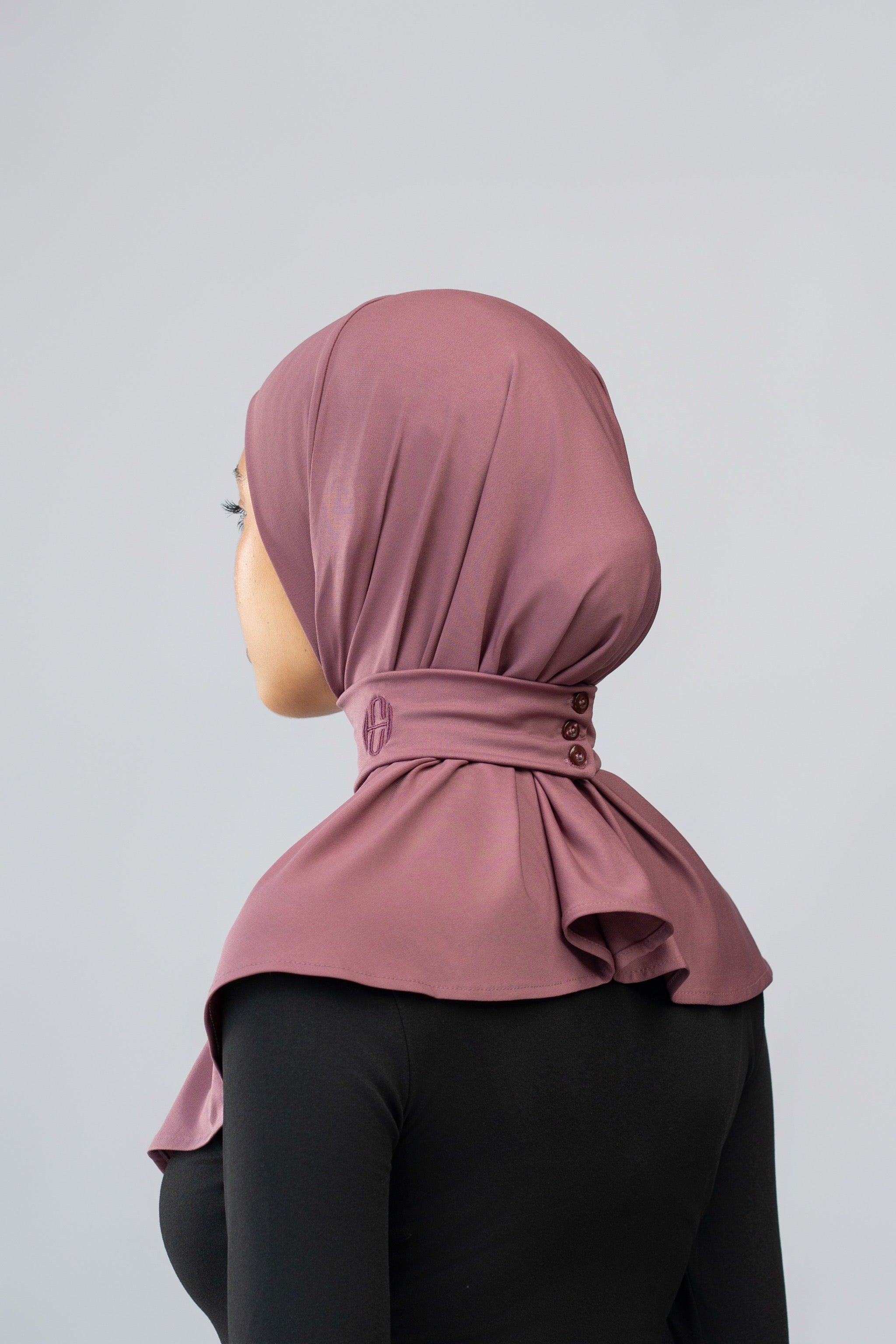 Hijab à bouton Nude mauve