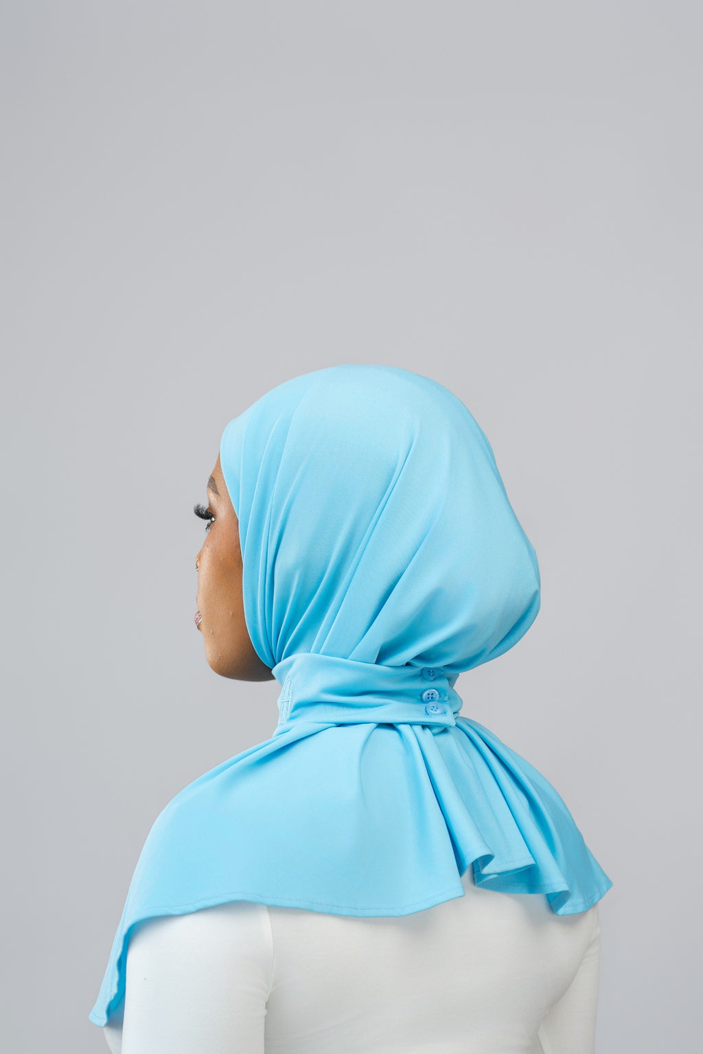 Hijab à bouton Baby blue