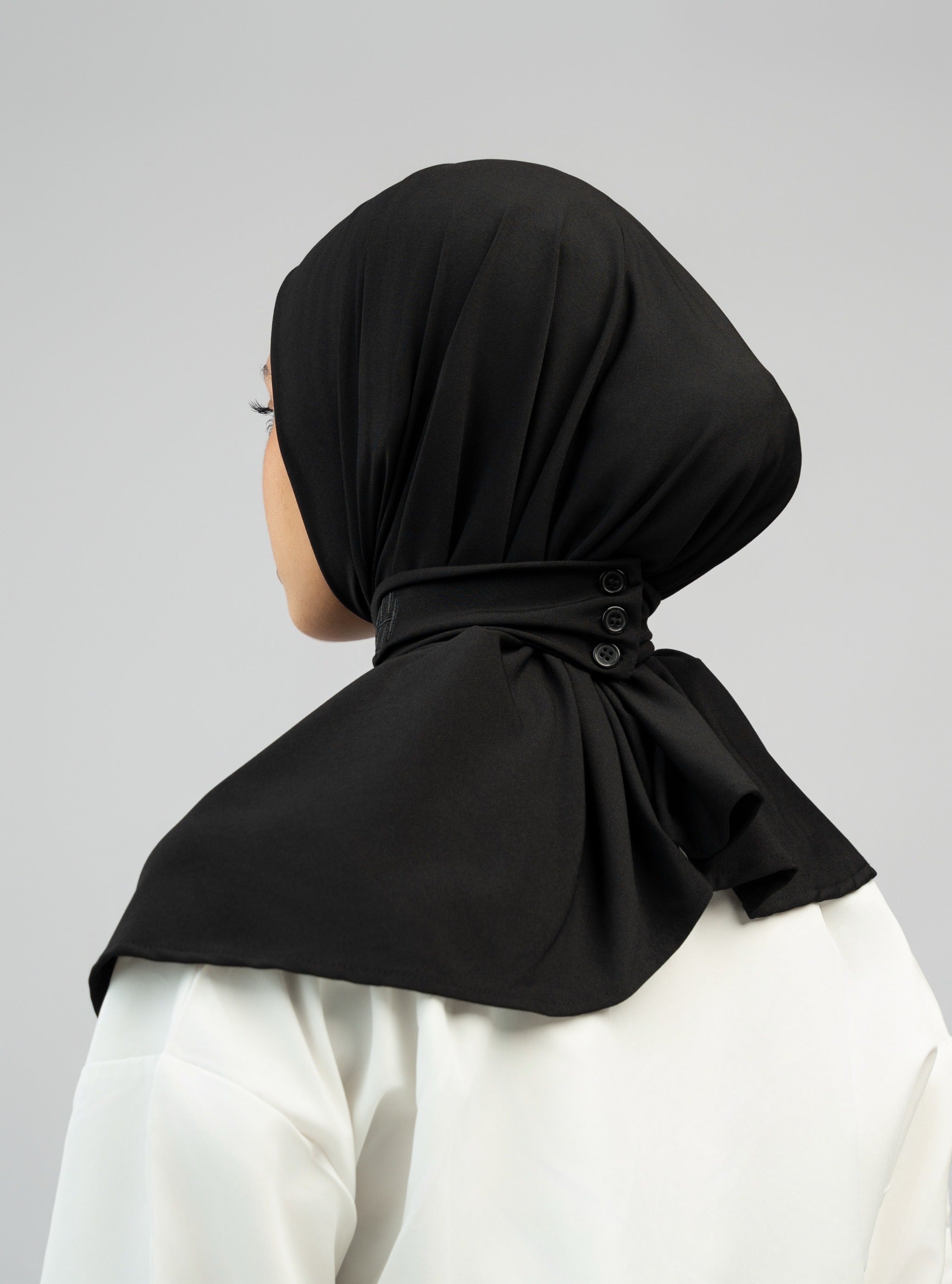 Hijab à bouton Noir
