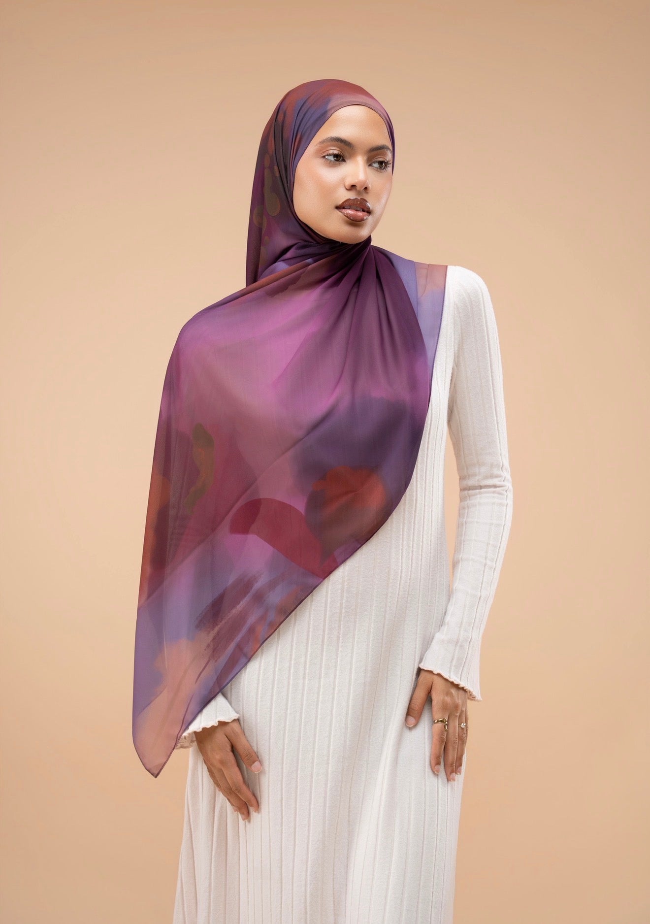 Mousseline imprimée - Rose prune