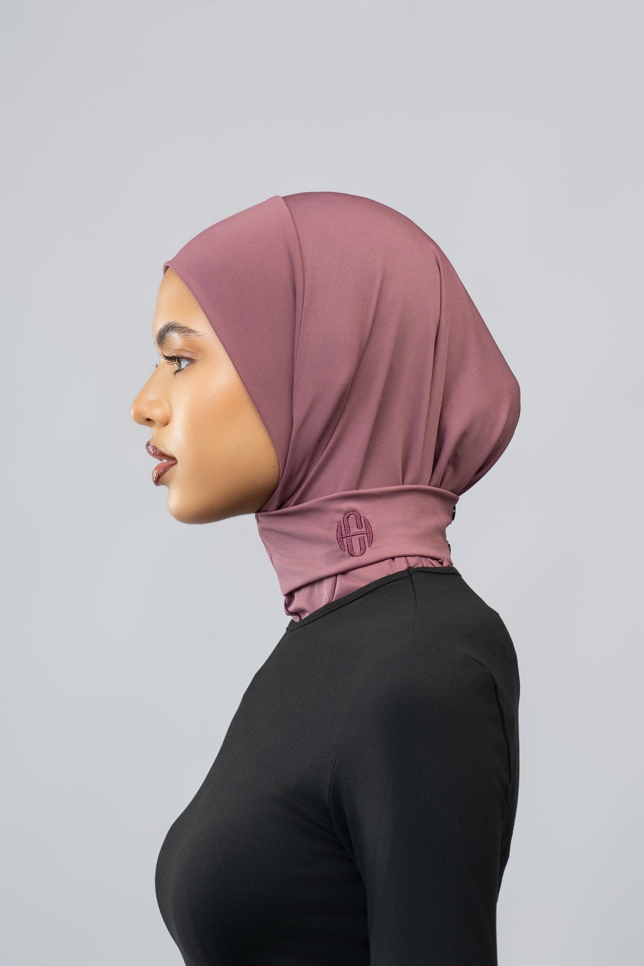 Hijab à bouton Nude mauve
