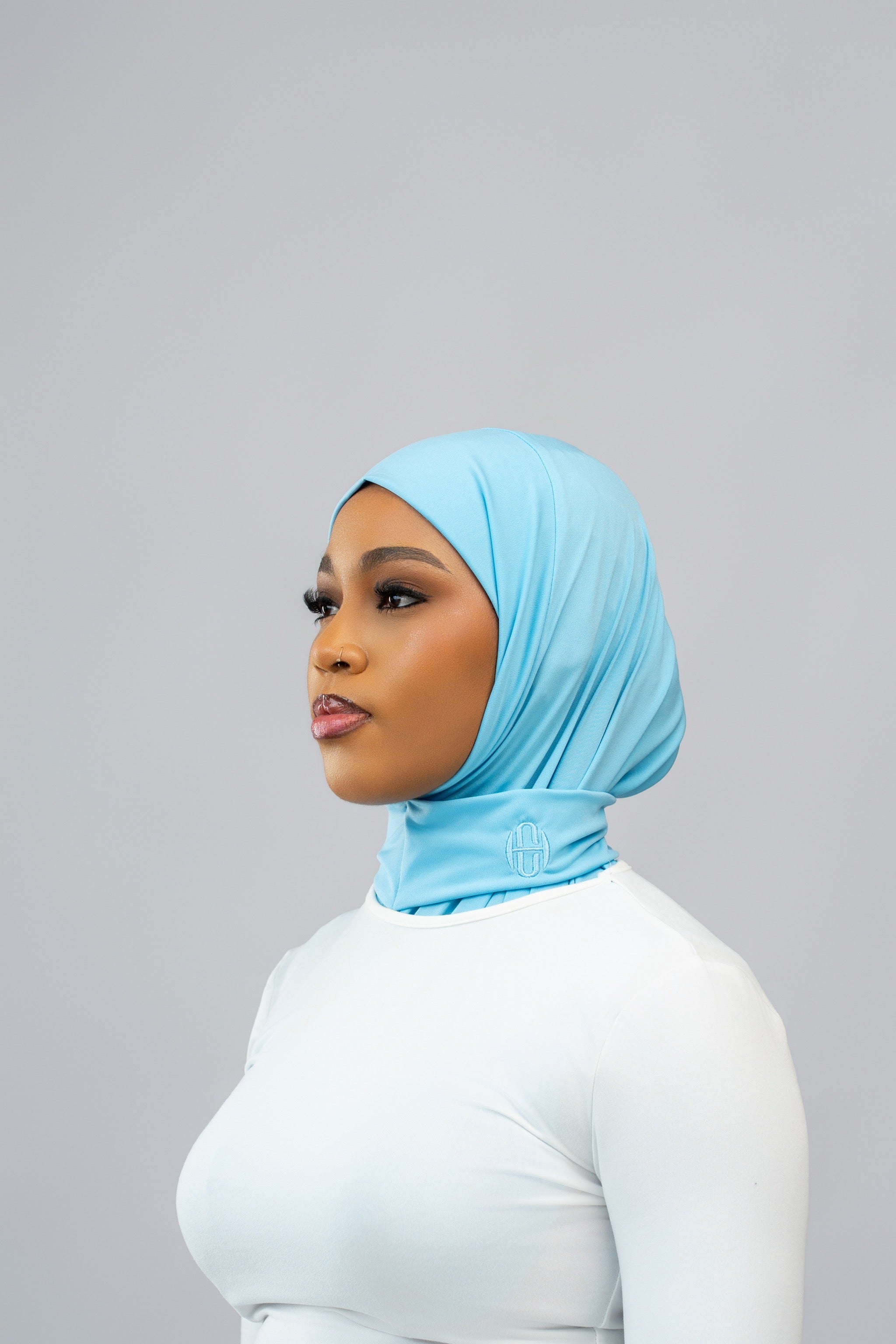 Hijab à bouton Baby blue