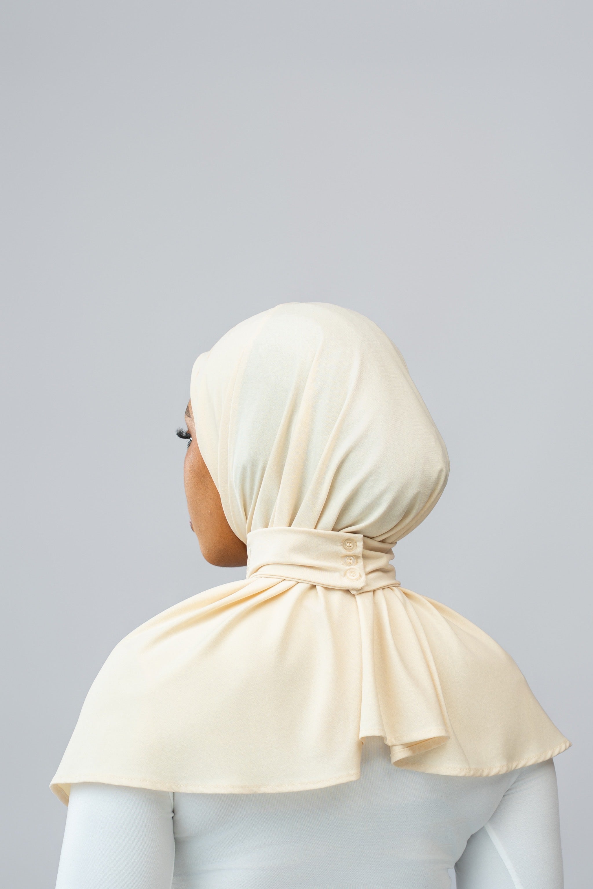 Hijab à bouton Beige