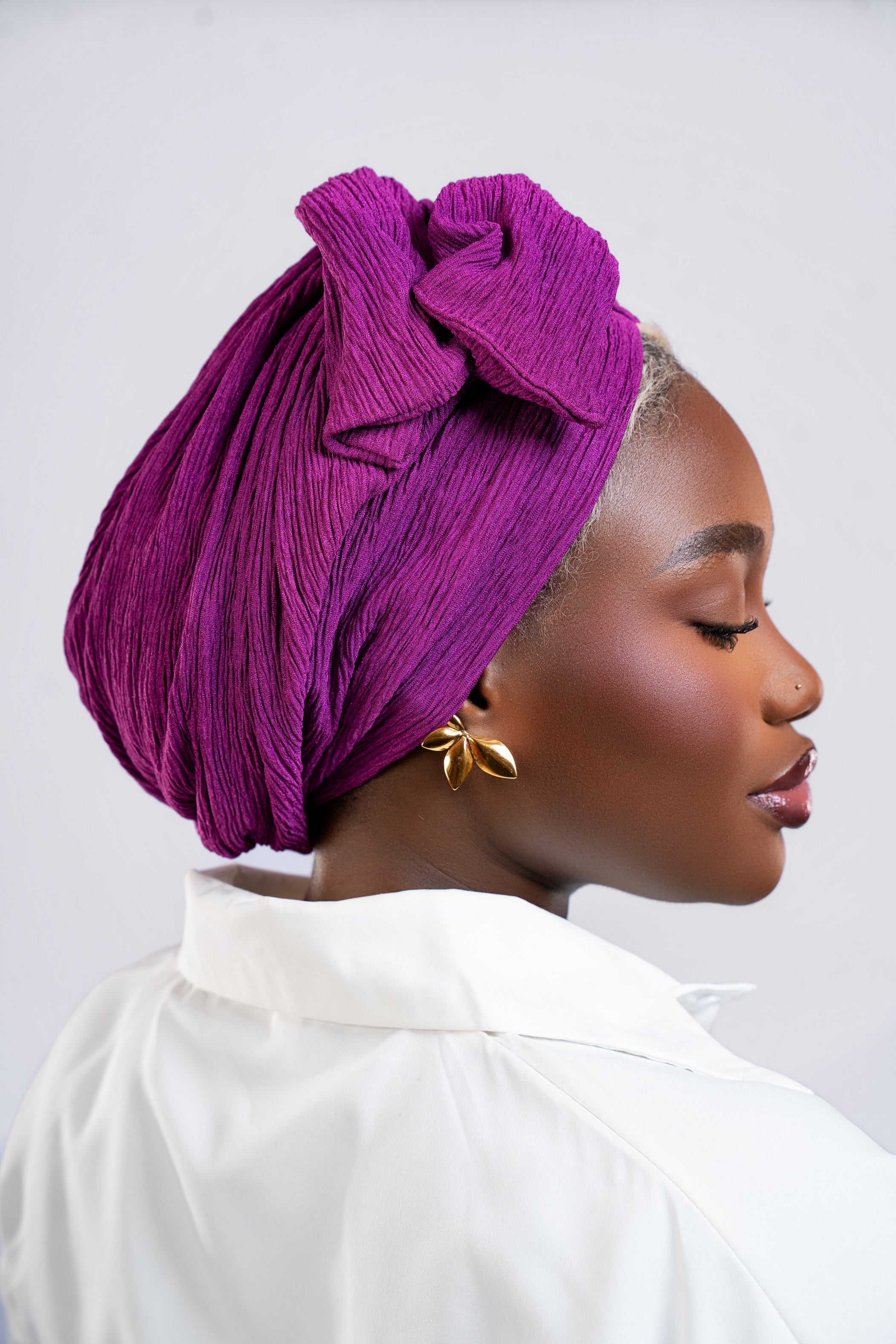 Bonnet turban Rose Violet