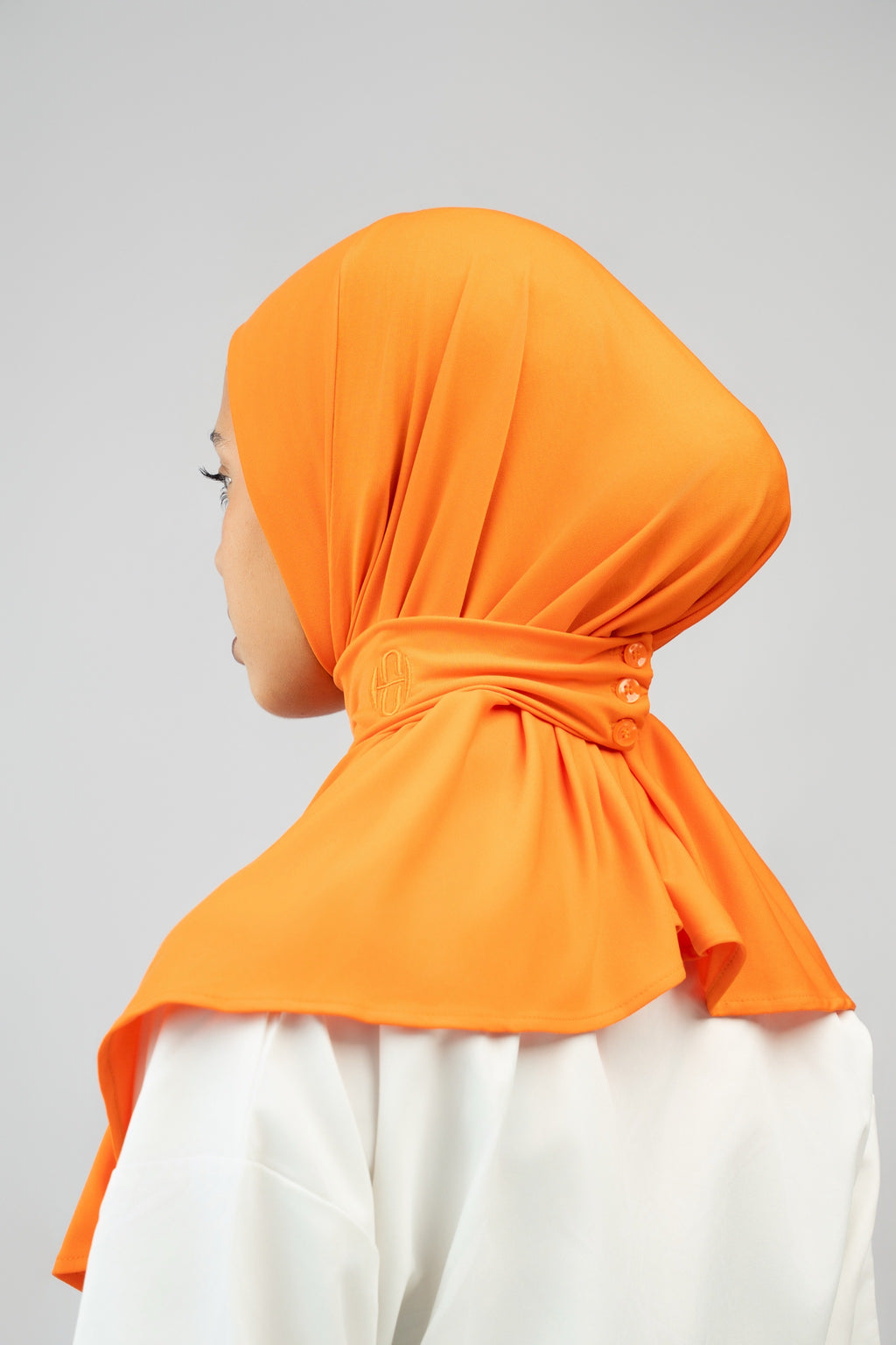 Hijab à bouton Orange