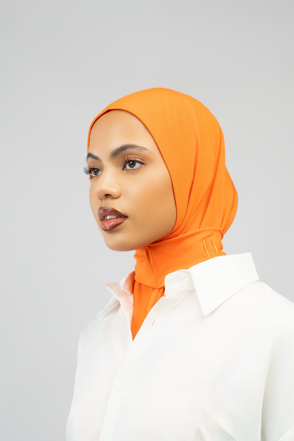 Hijab à bouton Orange