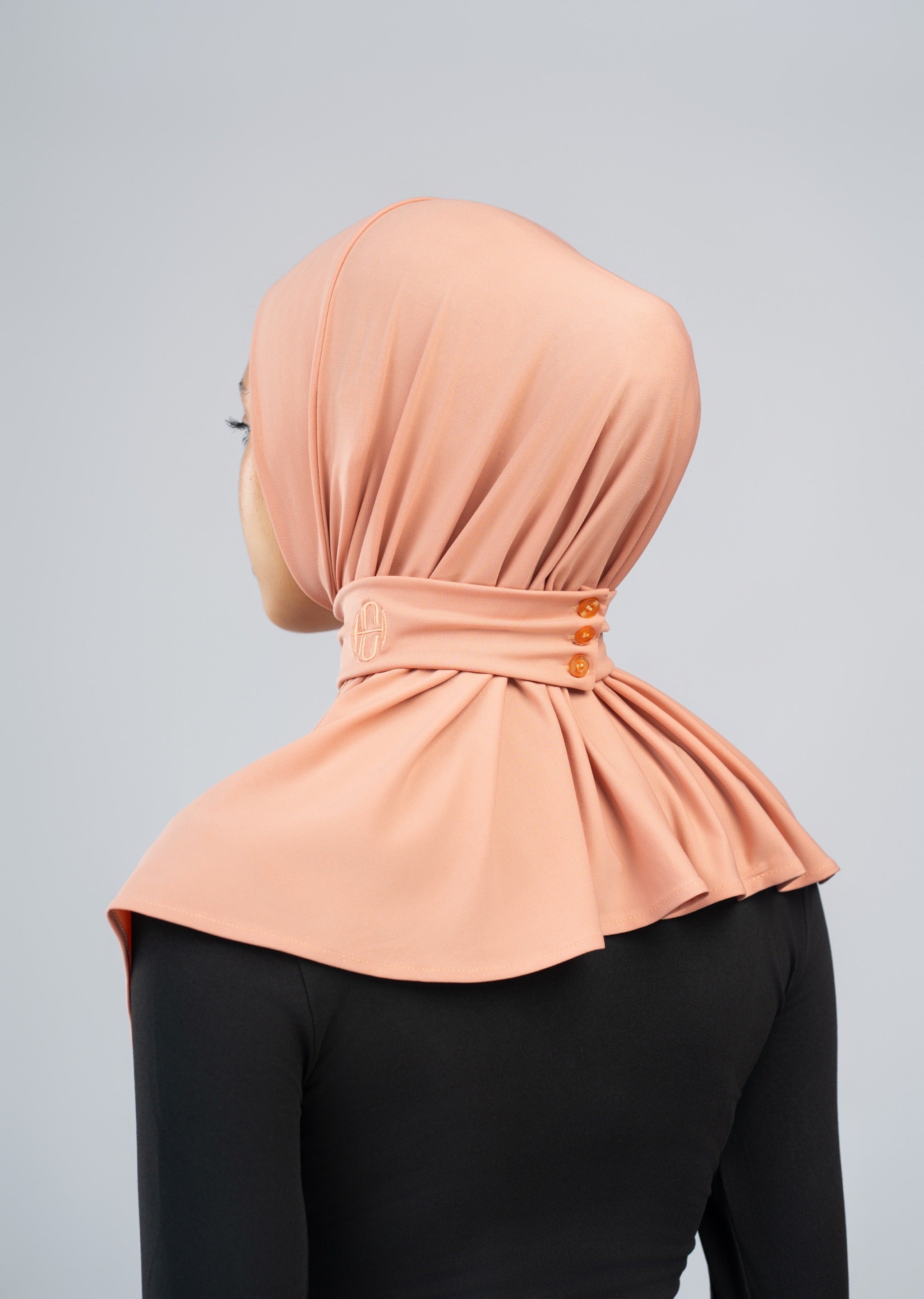 Hijab à bouton Nude pêche