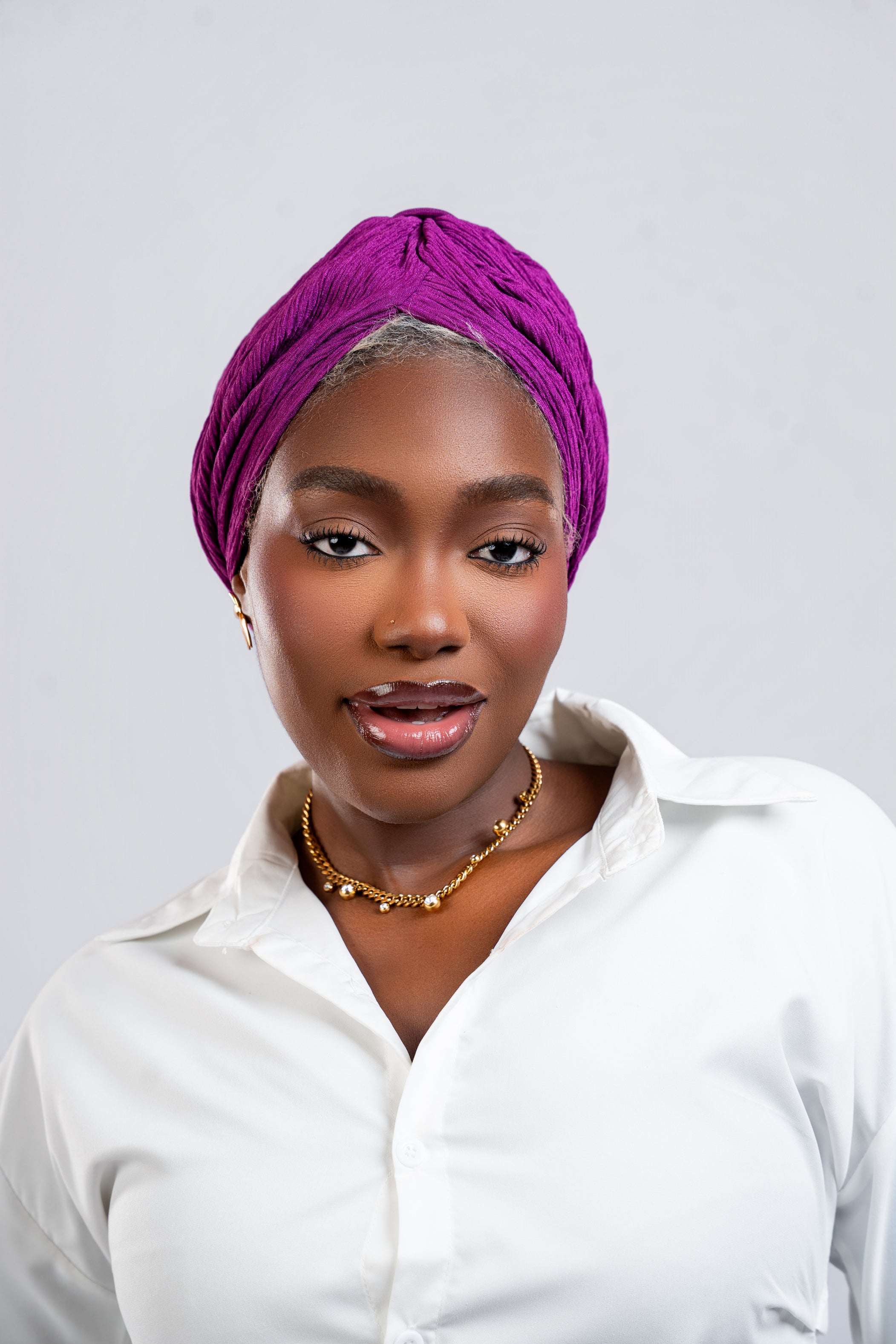 Bonnet turban Rose Violet