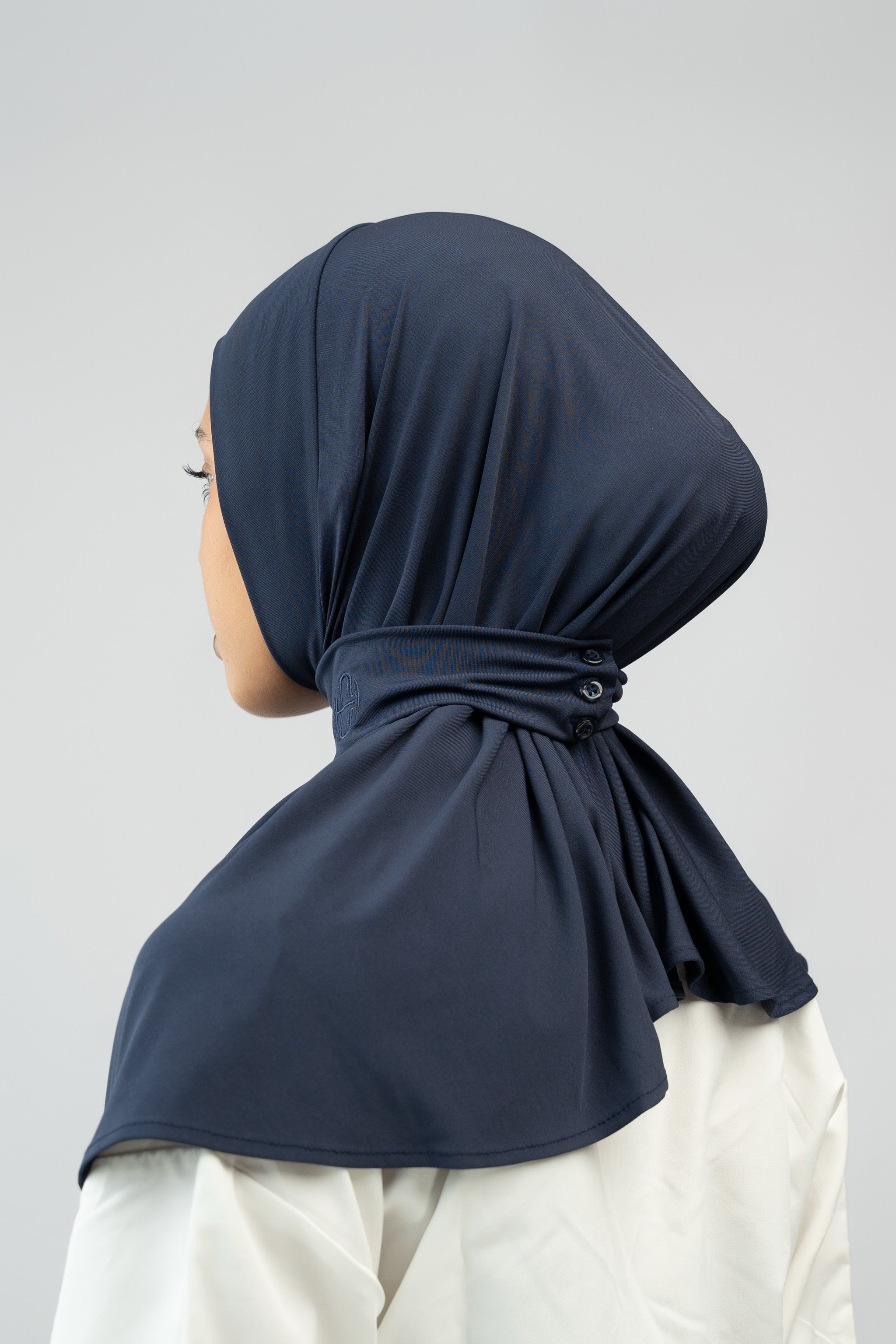 Hijab à bouton Marine