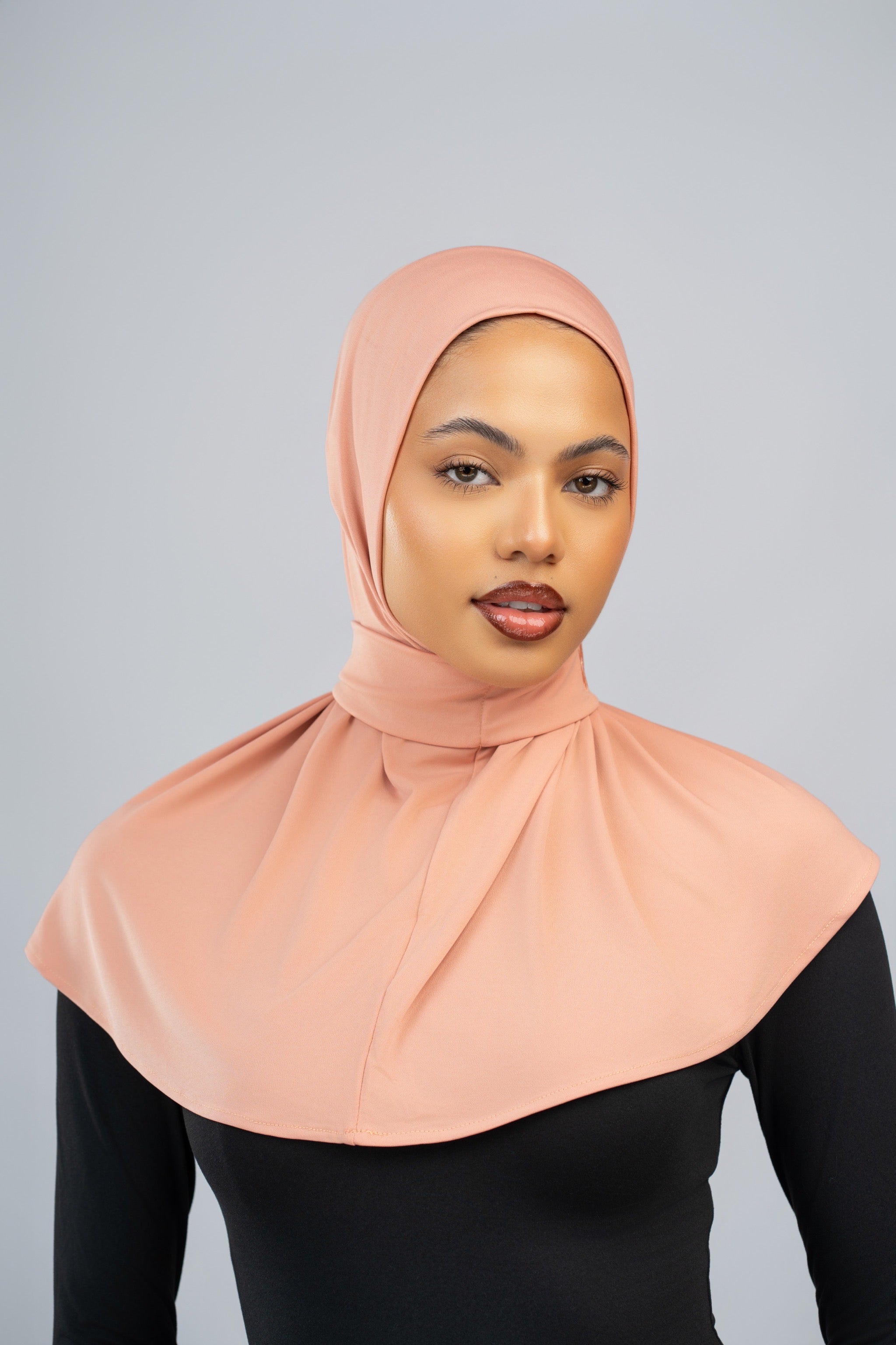 Hijab à bouton Nude pêche