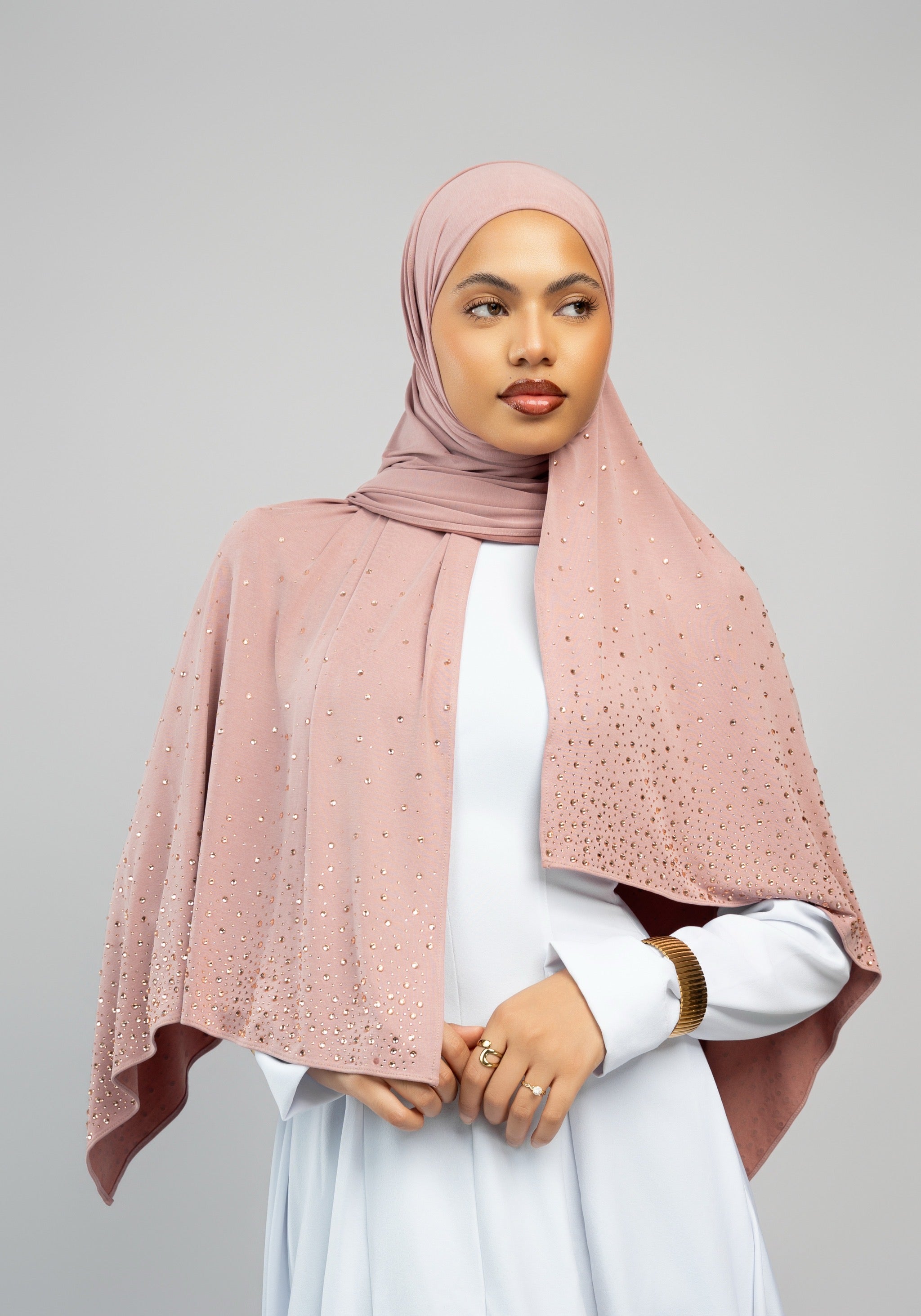 Jersey breath strass vieux rose