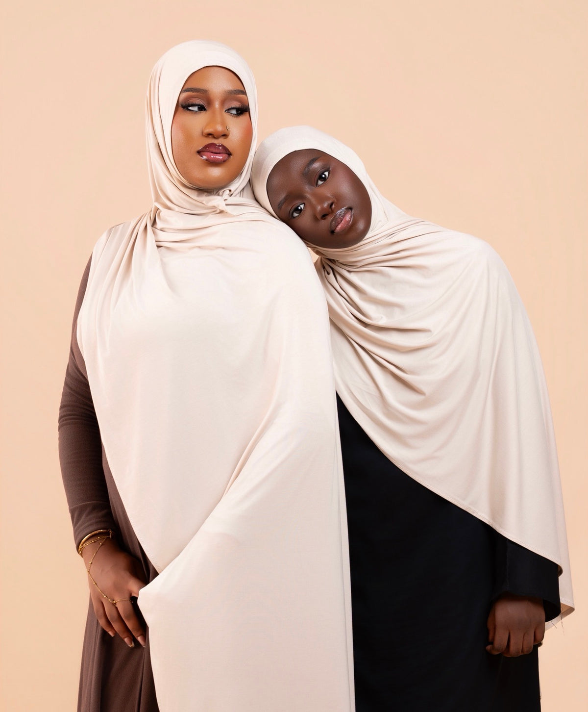 Duo Hijab Sans Effort Beige Adulte & Enfant