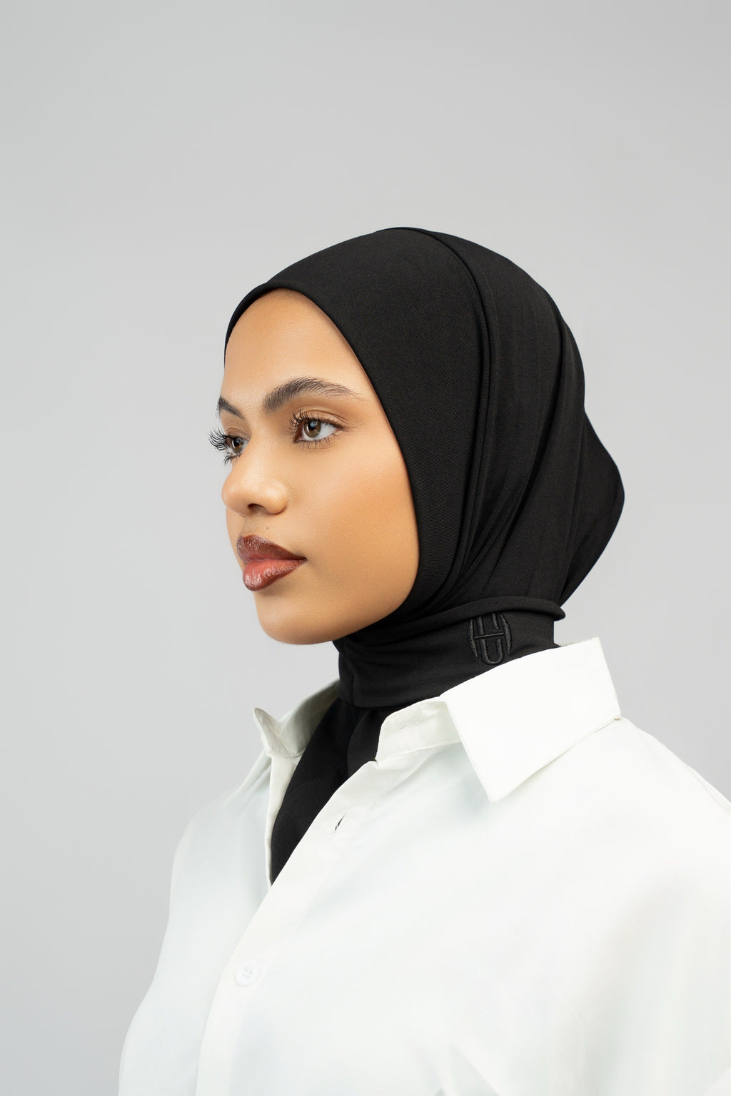 Hijab à bouton Noir
