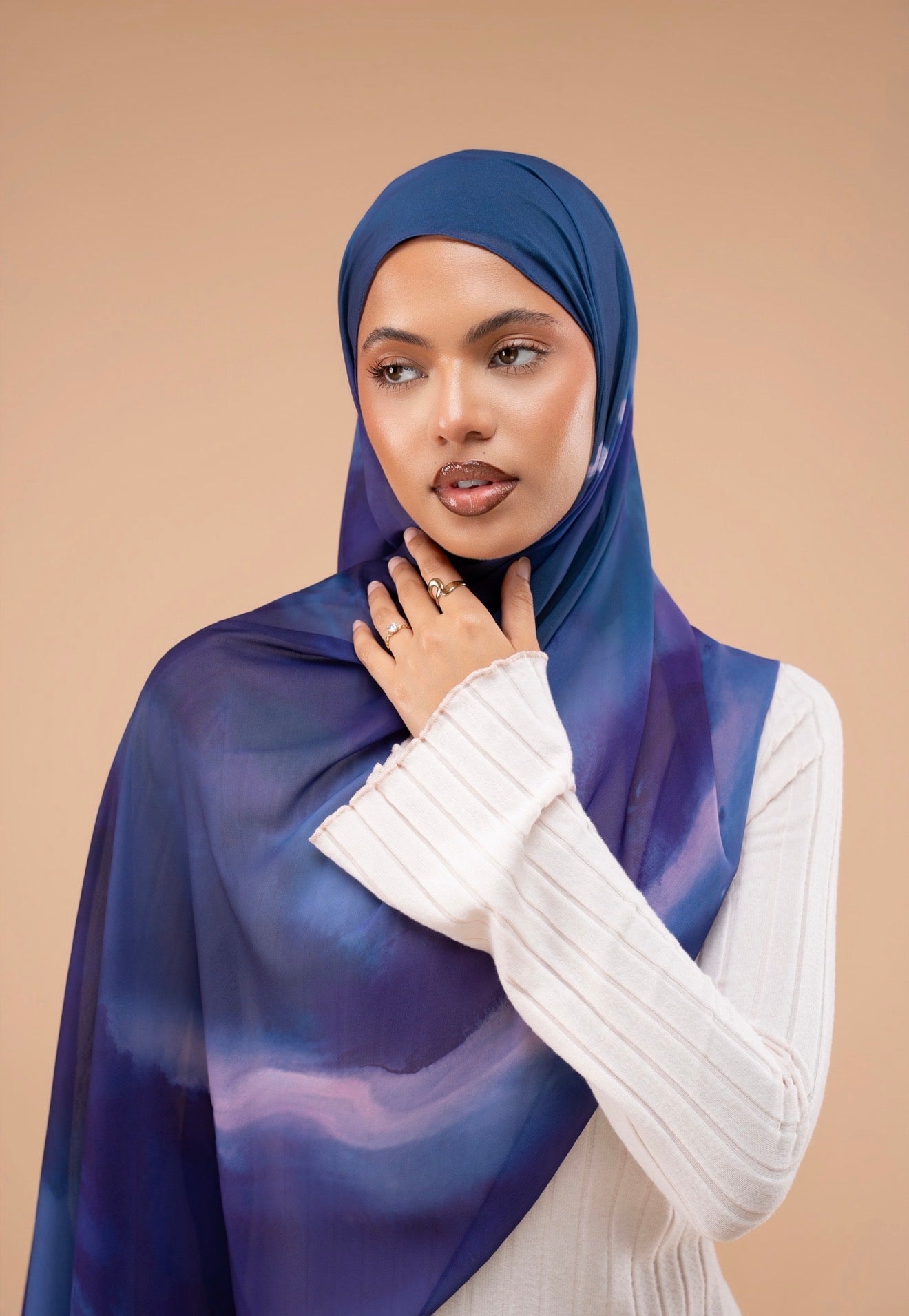 Mousseline imprimée - Nuage violet