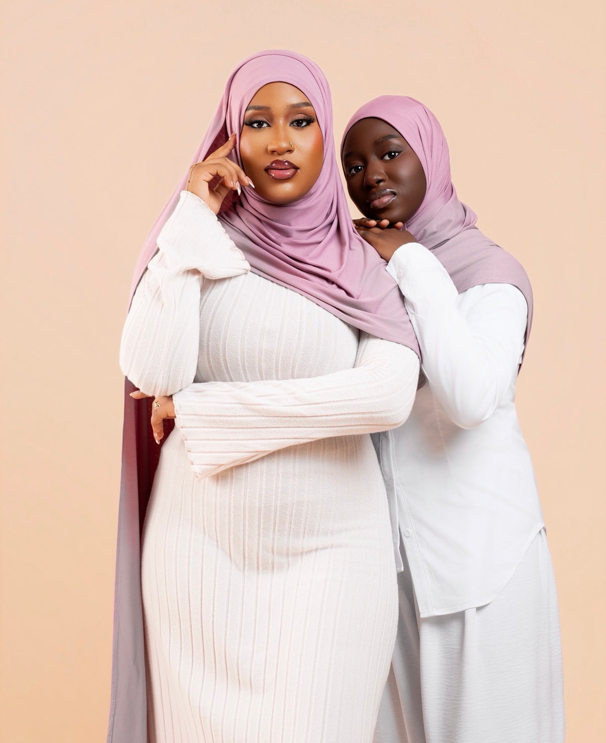 Duo Hijab Sans Effort Nude Mauve  Adulte & Enfant