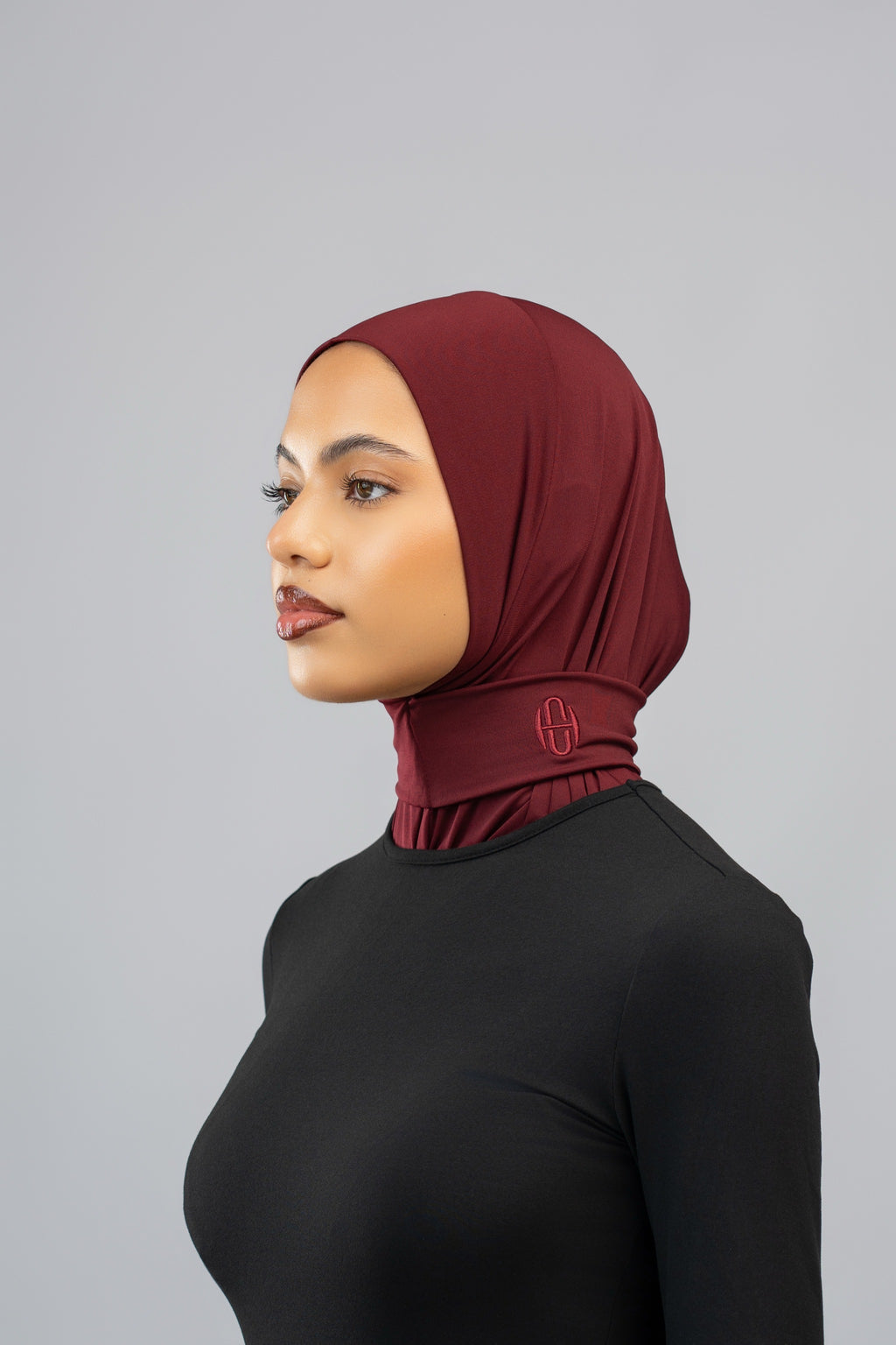 Hijab à bouton Bordeaux