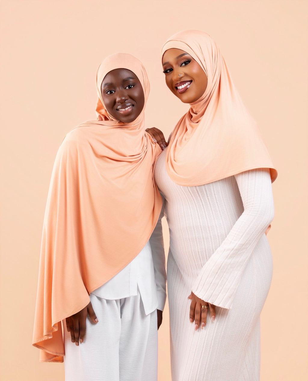 Duo Hijab Sans Effort saumon Adulte & Enfant