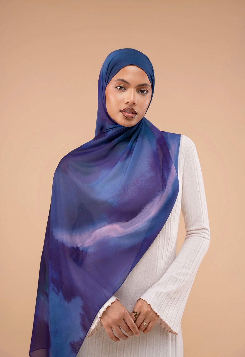 Mousseline imprimée - Nuage violet