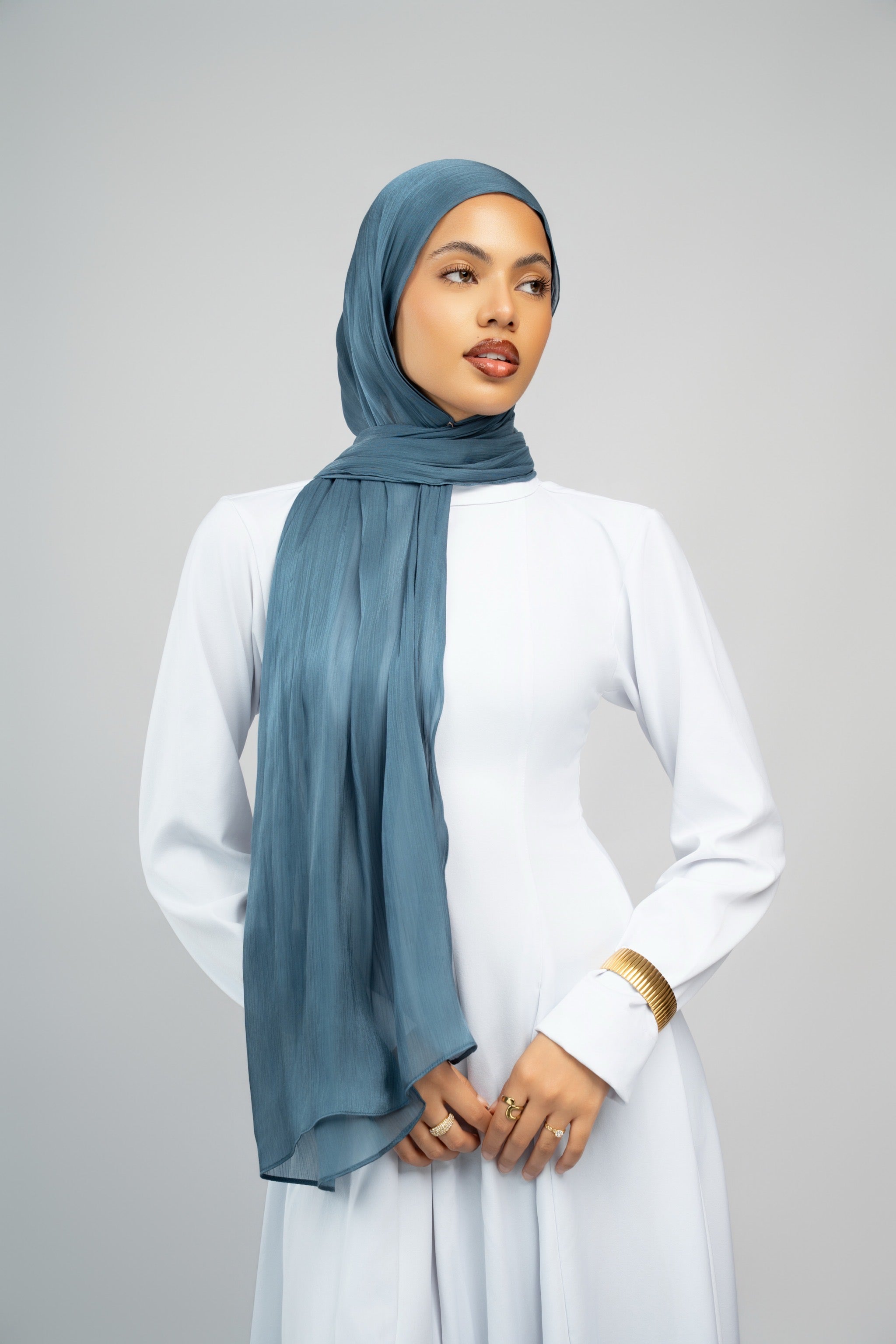 Hijab organza Bleu canard