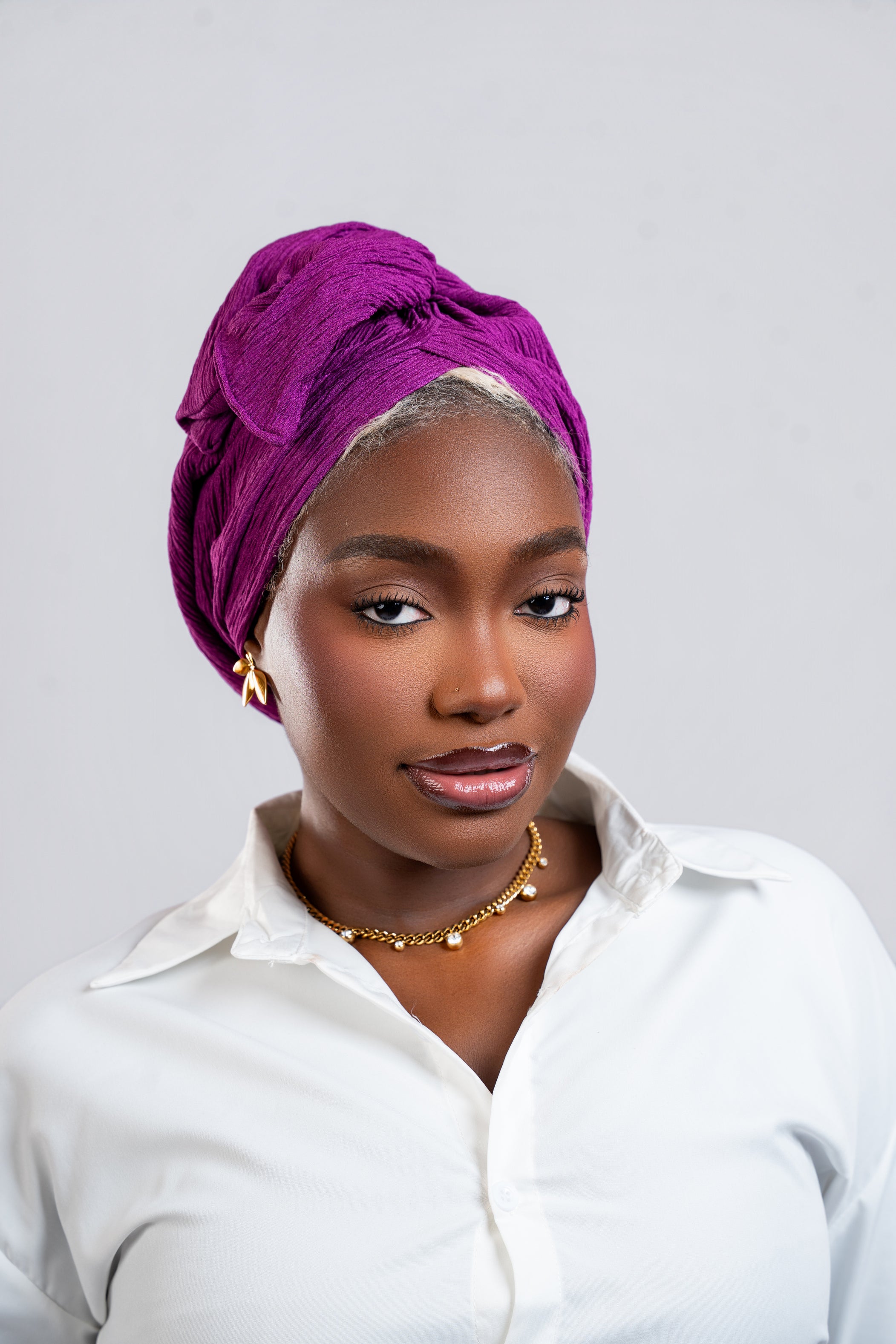 Bonnet turban Rose Violet