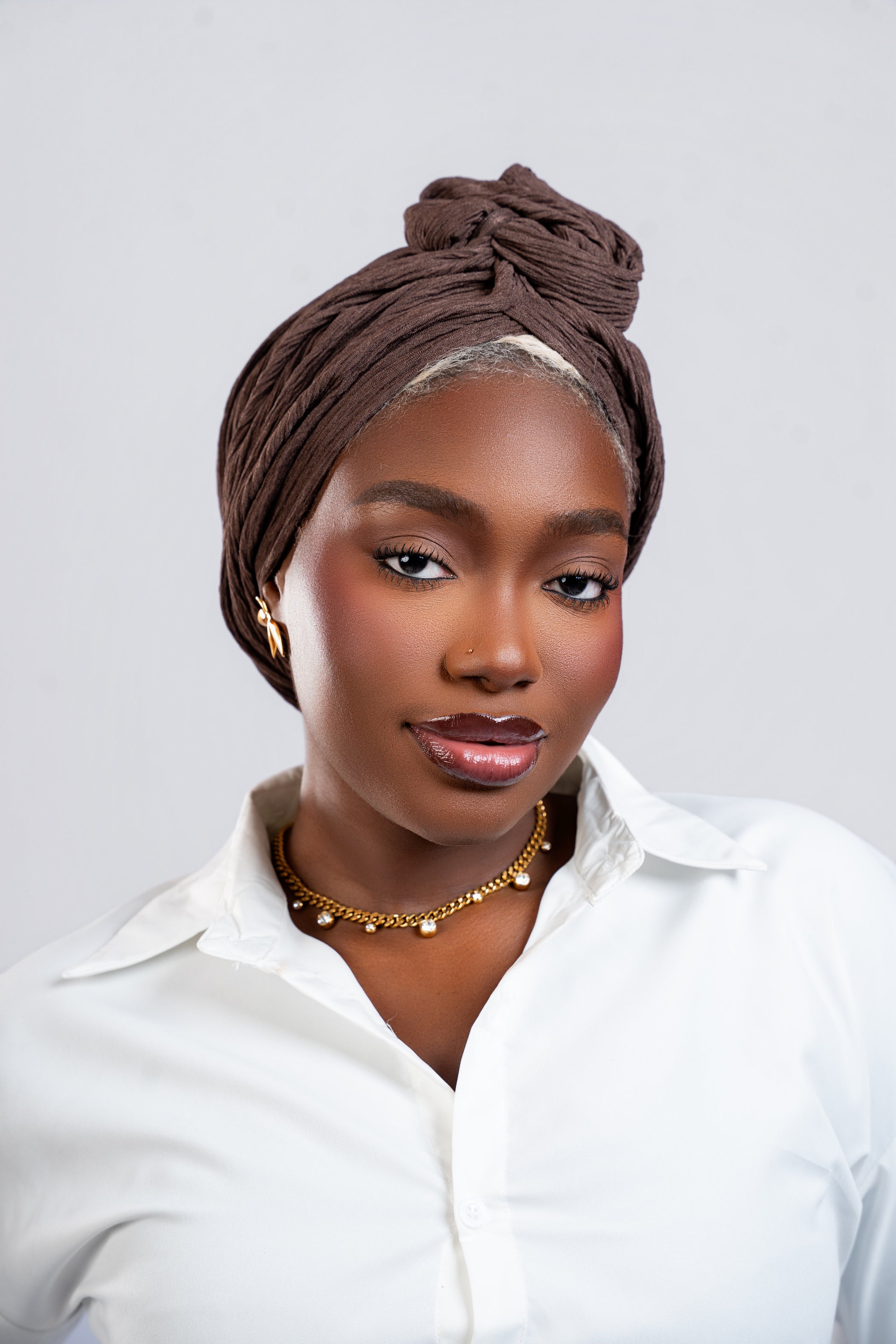 Bonnet turban Marron