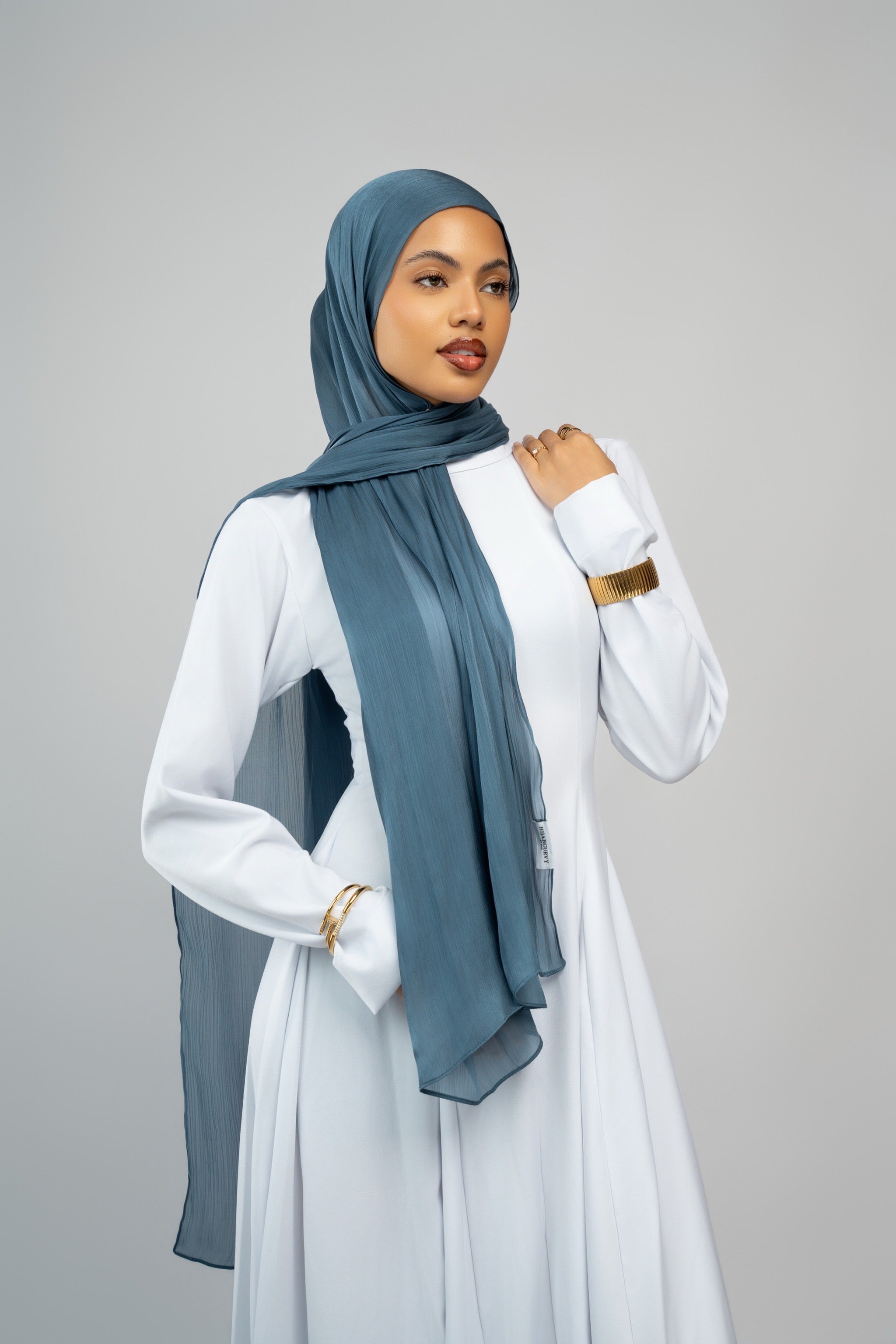 Hijab organza Bleu canard