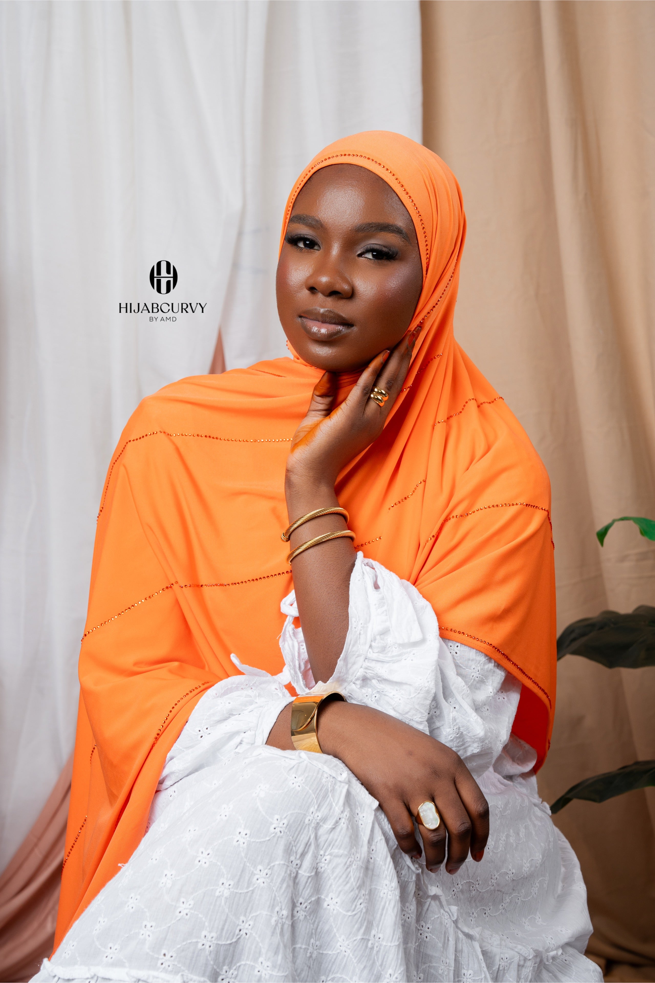 Jersey Strass orange clair